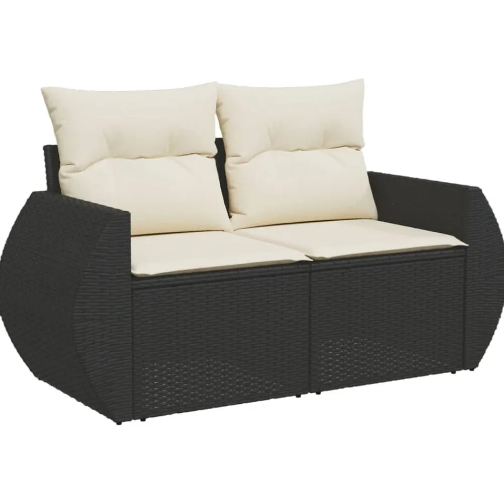 vidaXL Muebles De Jardín-Set de muebles de jardín 5 pzas y cojines ratán sintético negro