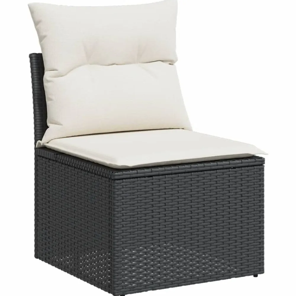 vidaXL Muebles De Jardín-Set de muebles de jardín 5 pzas y cojines ratán sintético negro