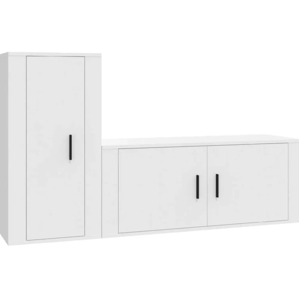 vidaXL Set de muebles de TV 2 piezas madera contrachapada Blanco Clearance