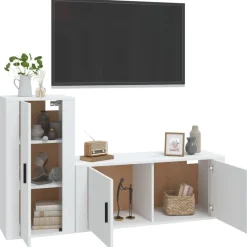 vidaXL Set de muebles de TV 2 piezas madera contrachapada Blanco Clearance