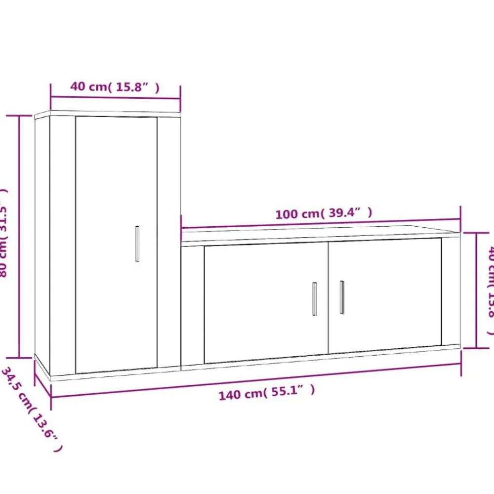 vidaXL Set de muebles de TV 2 piezas madera contrachapada Blanco Clearance