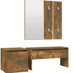 vidaXL Bancos-Set de muebles de recibidor madera contrachapada