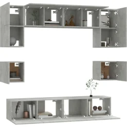 vidaXL Muebles Tv-Set de muebles de TV 8 pzas madera contrachapada gris hormigón