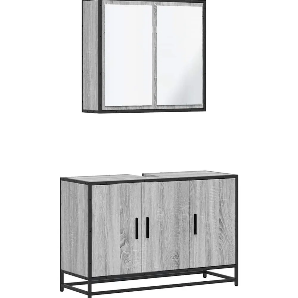 vidaXL Conjuntos De Muebles-Set de muebles de baño 2 pzas madera contrachapada