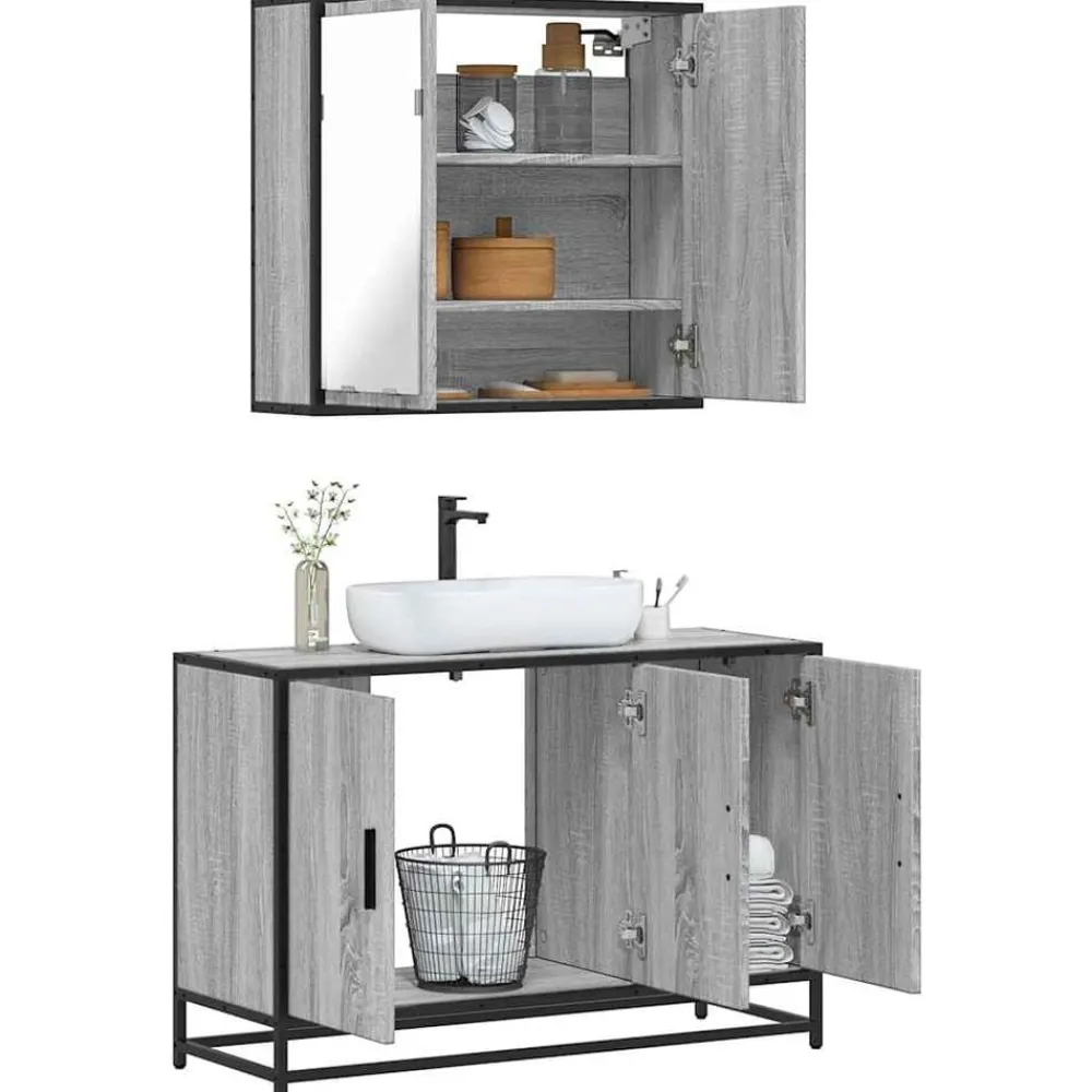 vidaXL Conjuntos De Muebles-Set de muebles de baño 2 pzas madera contrachapada