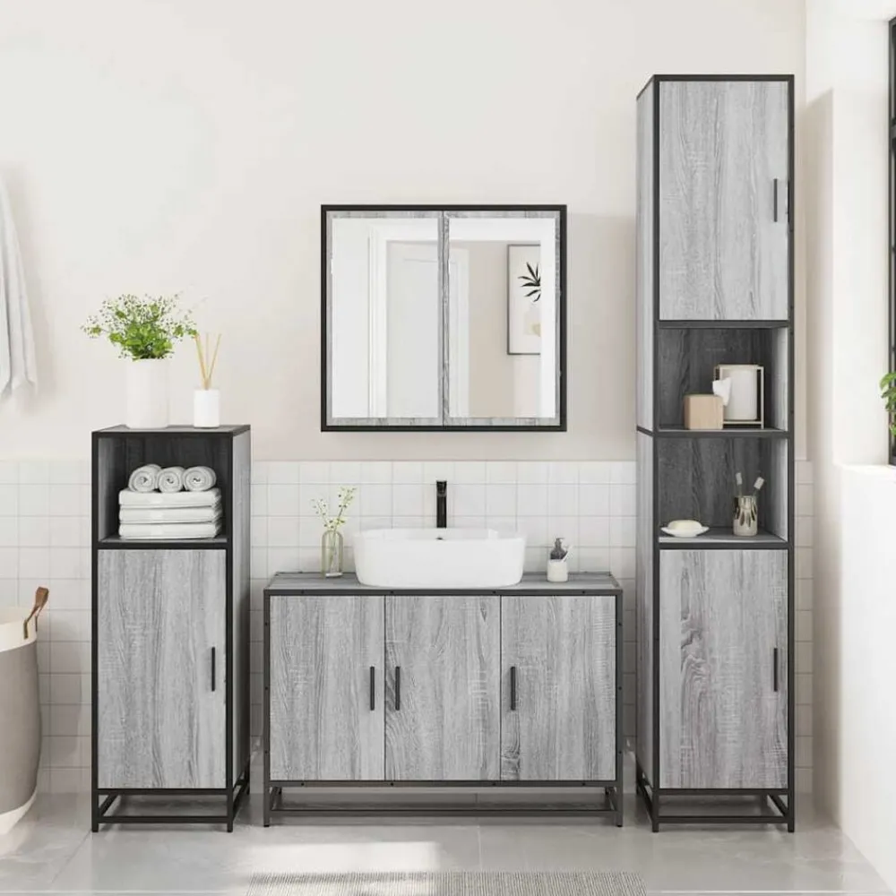 vidaXL Conjuntos De Muebles-Set de muebles de baño 2 pzas madera contrachapada