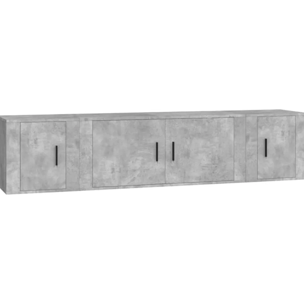 vidaXL Set de muebles de TV 3 pzas madera contrachapada gris hormigón Gris hormigón Outlet