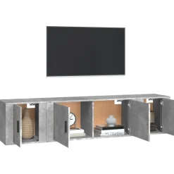 vidaXL Set de muebles de TV 3 pzas madera contrachapada gris hormigón Gris hormigón Outlet