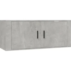 vidaXL Set de muebles de TV 3 pzas madera contrachapada gris hormigón Gris hormigón Outlet