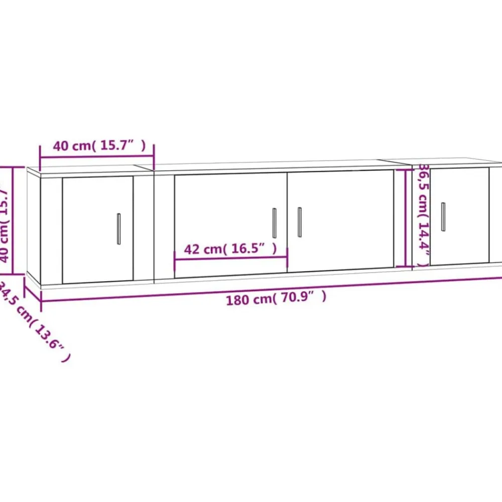 vidaXL Set de muebles de TV 3 pzas madera contrachapada gris hormigón Gris hormigón Outlet