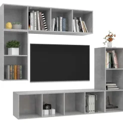 vidaXL Muebles Tv-Set de muebles de TV 4 pzas madera contrachapada gris hormigón