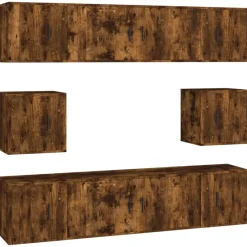 vidaXL Set de muebles de TV 8 pzas madera contrachapada Roble ahumado Best