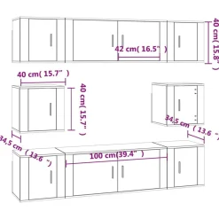 vidaXL Set de muebles de TV 8 pzas madera contrachapada Roble ahumado Best