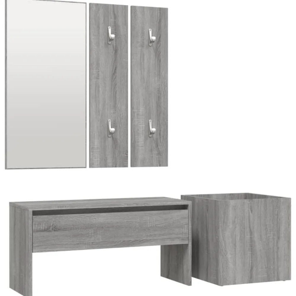 vidaXL Bancos-Set de muebles de recibidor madera contrachapada