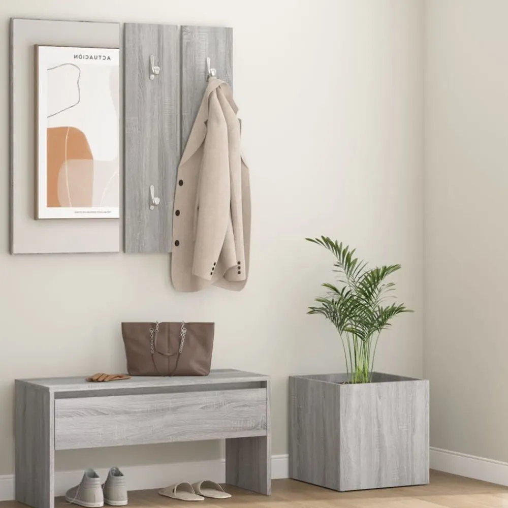 vidaXL Bancos-Set de muebles de recibidor madera contrachapada