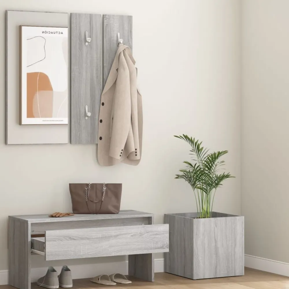 vidaXL Bancos-Set de muebles de recibidor madera contrachapada