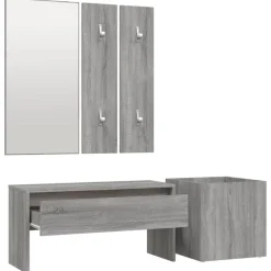vidaXL Bancos-Set de muebles de recibidor madera contrachapada
