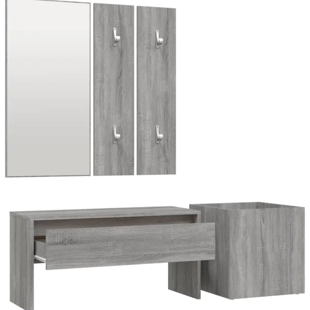 vidaXL Bancos-Set de muebles de recibidor madera contrachapada