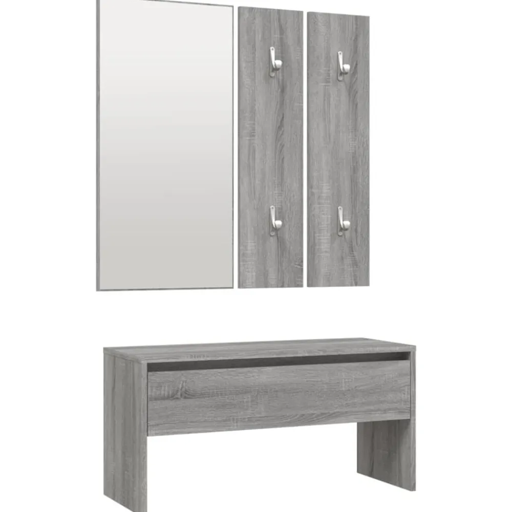 vidaXL Bancos-Set de muebles de recibidor madera contrachapada