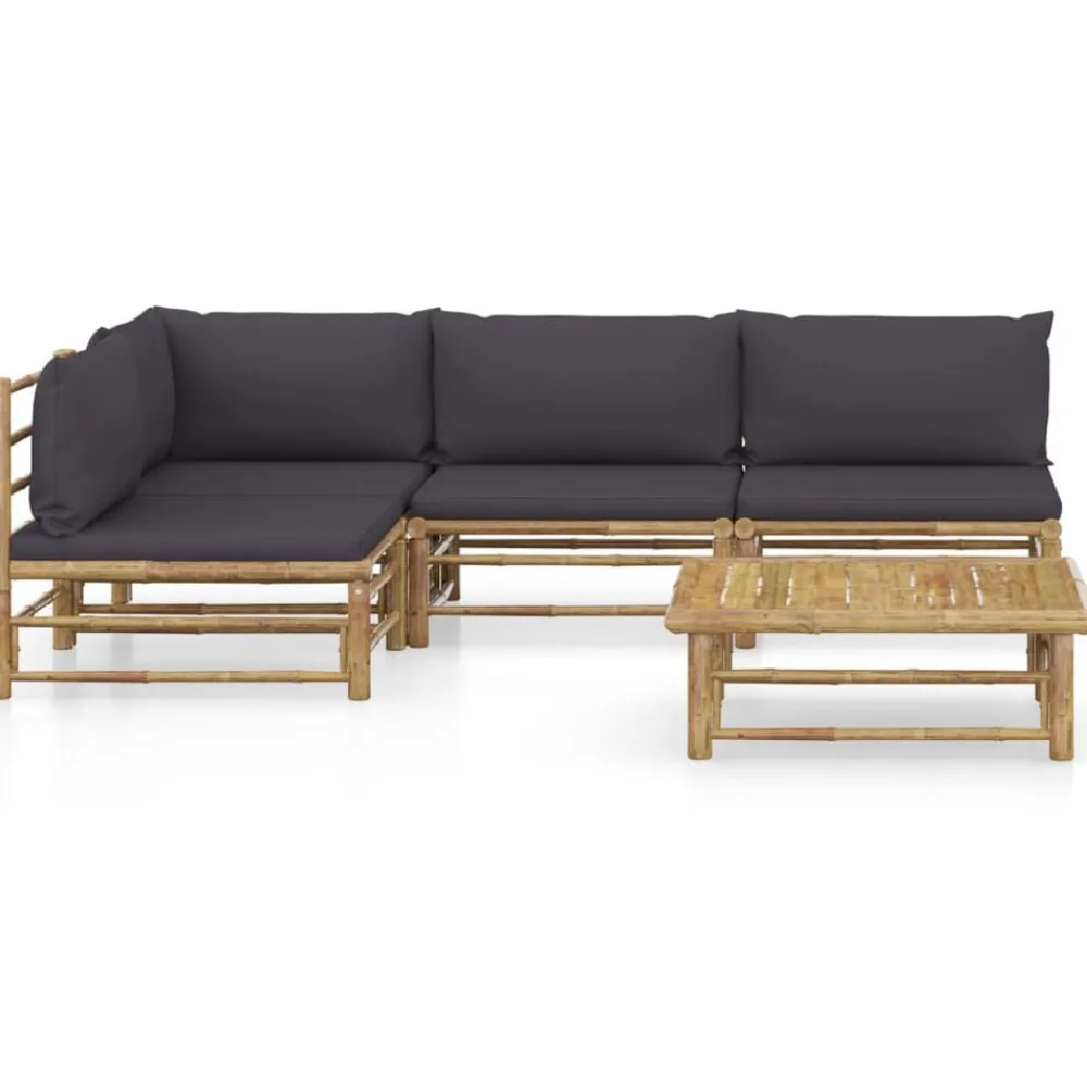 vidaXL Muebles De Jardín-Set de muebles de jardín 5 piezas bambú con cojines