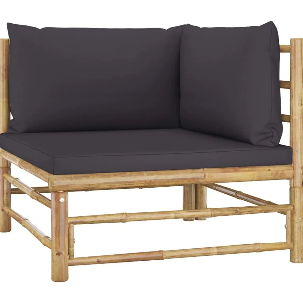 vidaXL Muebles De Jardín-Set de muebles de jardín 5 piezas bambú con cojines