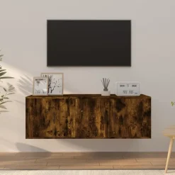 vidaXL Set de muebles de TV 2 pzas madera contrachapada Roble ahumado Outlet