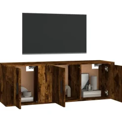 vidaXL Set de muebles de TV 2 pzas madera contrachapada Roble ahumado Outlet