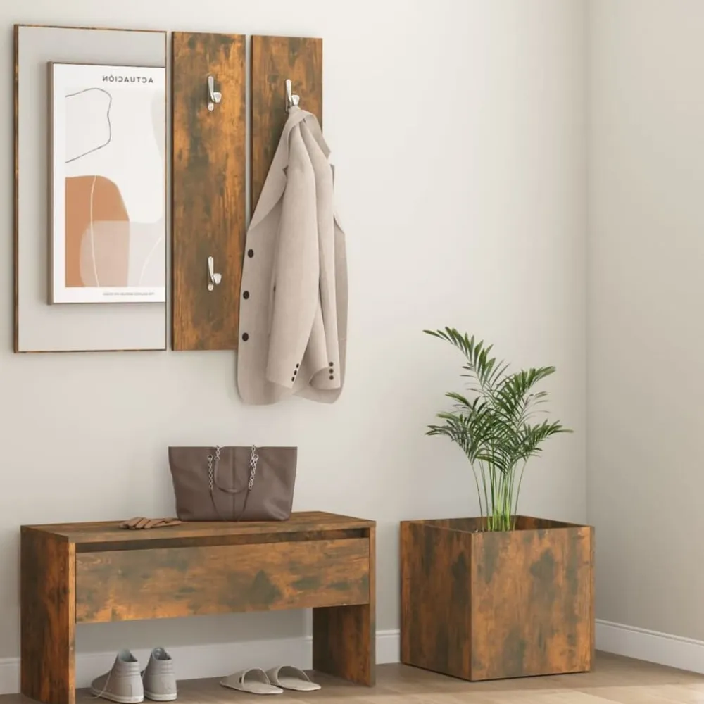 vidaXL Set de muebles de recibidor madera contrachapada Roble ahumado Outlet