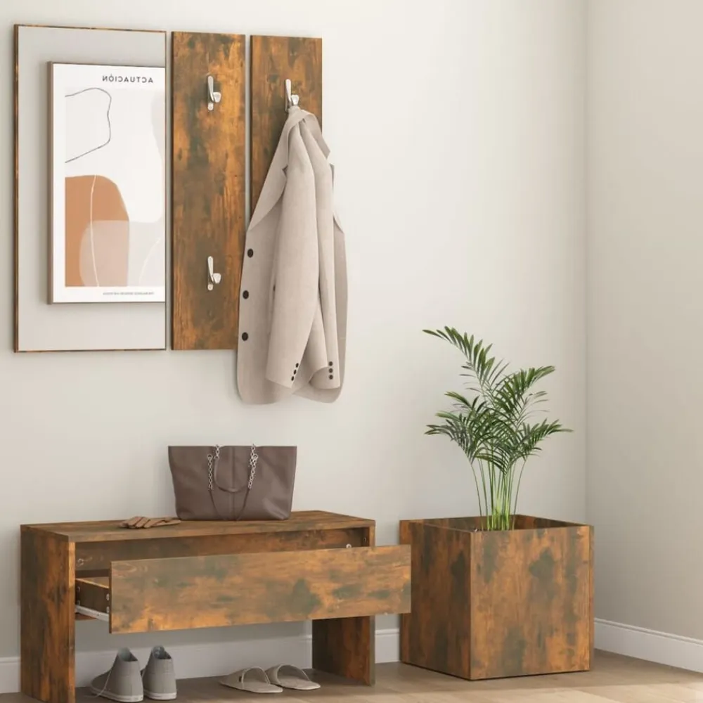vidaXL Set de muebles de recibidor madera contrachapada Roble ahumado Outlet