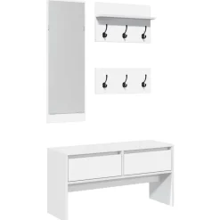 vidaXL Set de muebles de recibidor 4 pzas madera de ingeniería Blanco Clearance