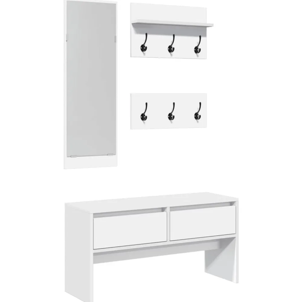 vidaXL Set de muebles de recibidor 4 pzas madera de ingeniería Blanco Clearance