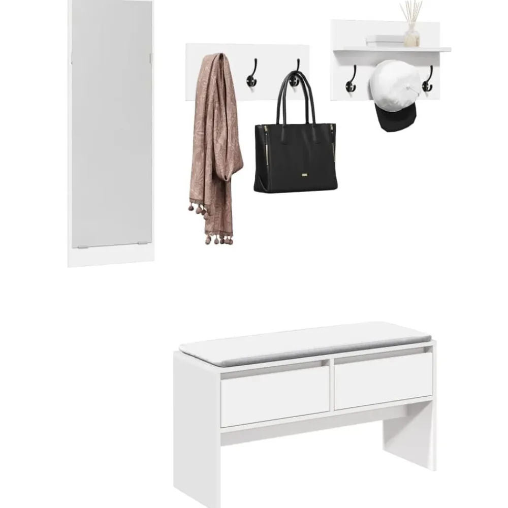 vidaXL Set de muebles de recibidor 4 pzas madera de ingeniería Blanco Clearance