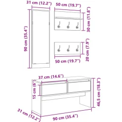 vidaXL Set de muebles de recibidor 4 pzas madera de ingeniería Blanco Clearance