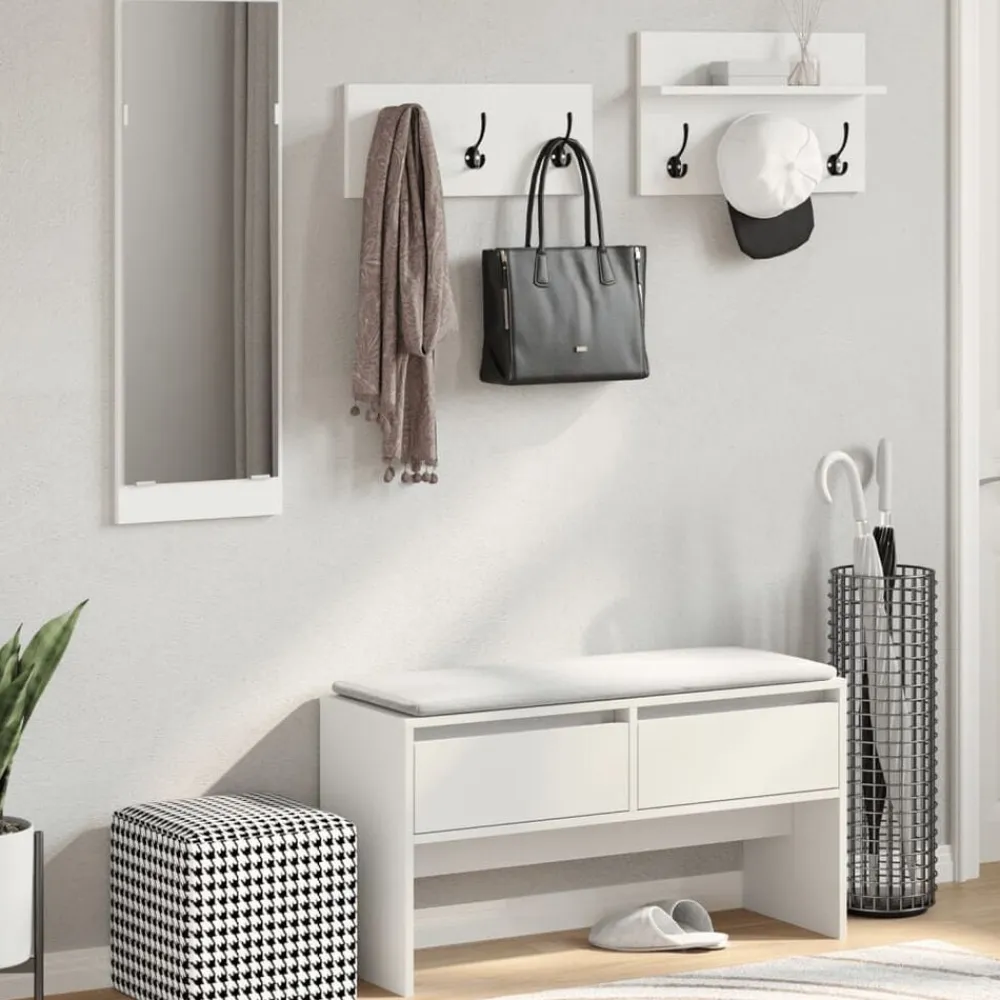 vidaXL Set de muebles de recibidor 4 pzas madera de ingeniería Blanco Clearance