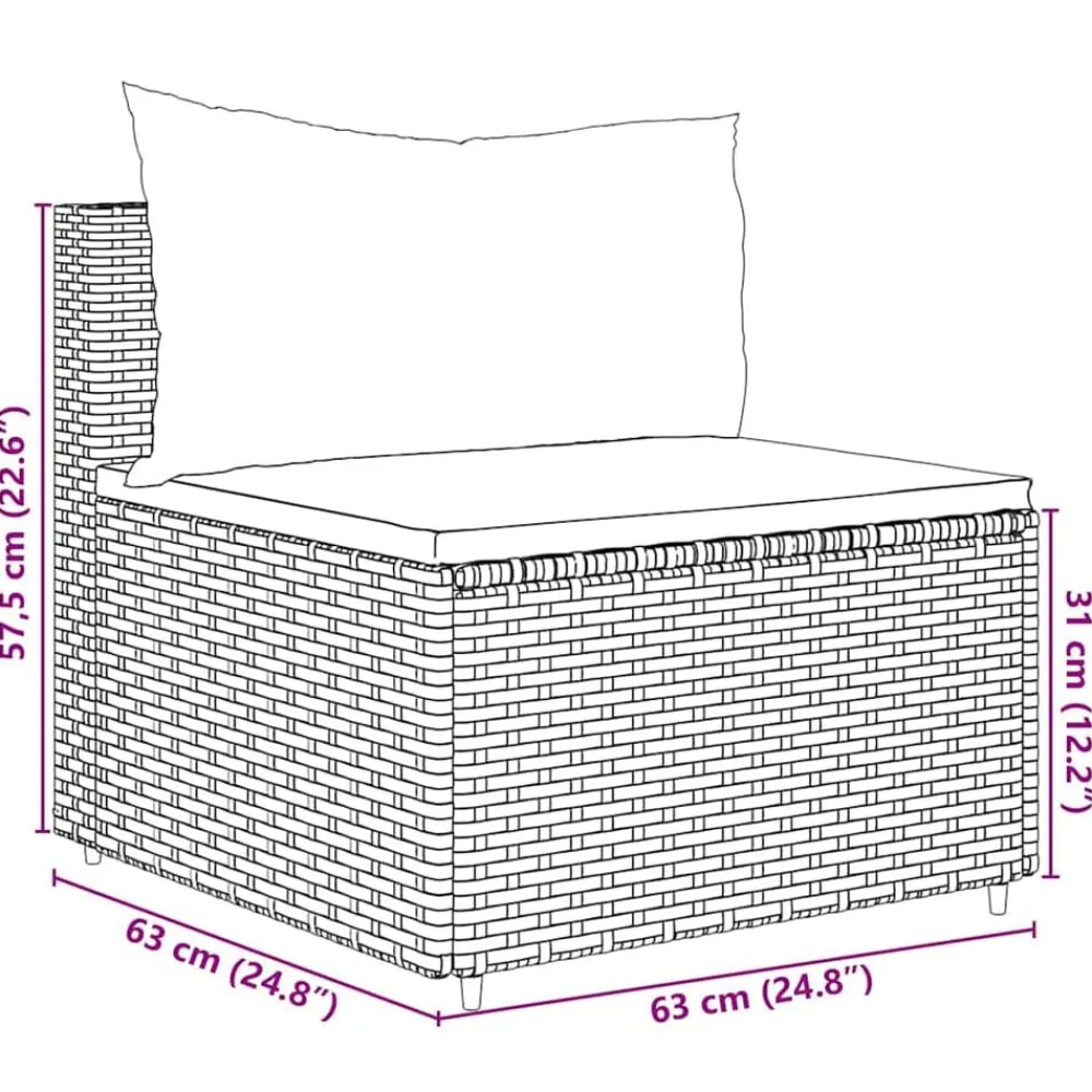 vidaXL Set de muebles de jardín y cojines 7 pzas ratán sintético negro Negro y crema Best