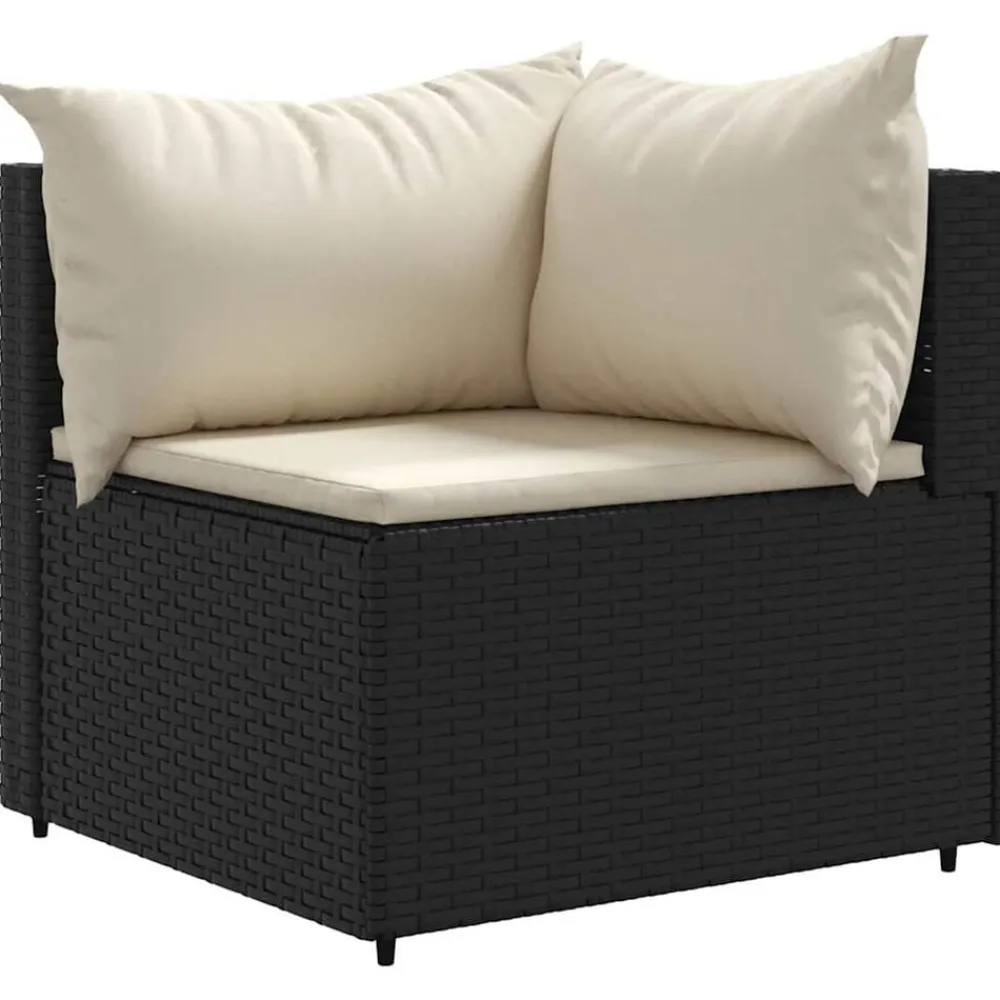 vidaXL Set de muebles de jardín y cojines 7 pzas ratán sintético negro Negro y crema Best