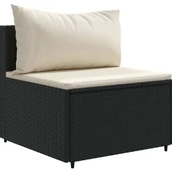 vidaXL Set de muebles de jardín y cojines 7 pzas ratán sintético negro Negro y crema Best