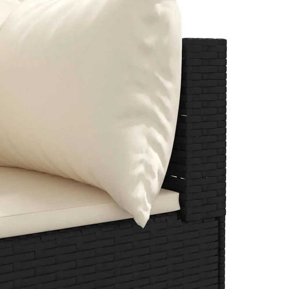 vidaXL Set de muebles de jardín y cojines 7 pzas ratán sintético negro Negro y crema Best