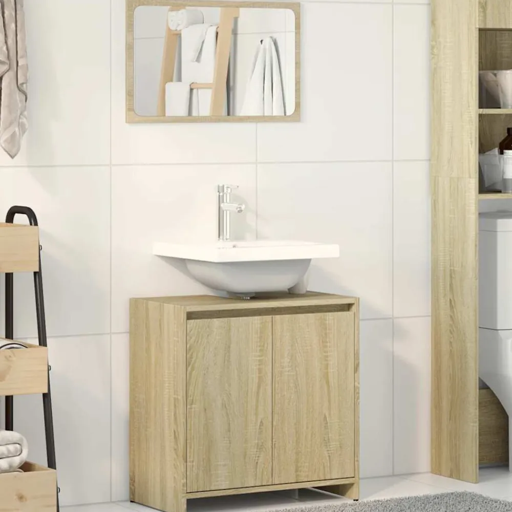 vidaXL Set de muebles de baño 2 pzas madera contrachapada Roble Sonoma Online