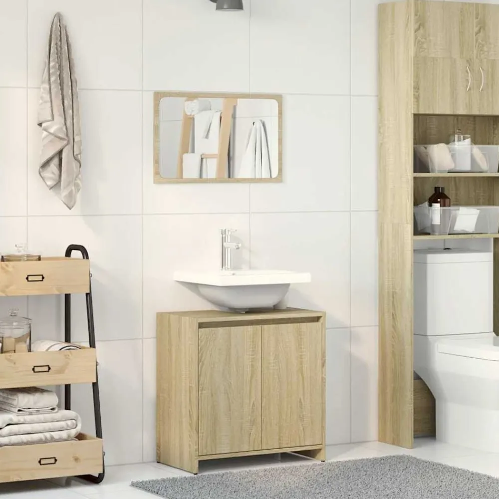 vidaXL Set de muebles de baño 2 pzas madera contrachapada Roble Sonoma Online