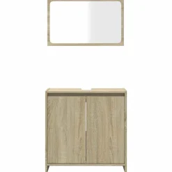 vidaXL Set de muebles de baño 2 pzas madera contrachapada Roble Sonoma Online