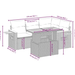 vidaXL Muebles De Jardín-Set de muebles de jardín 5 pzas y cojines ratán sintético negro
