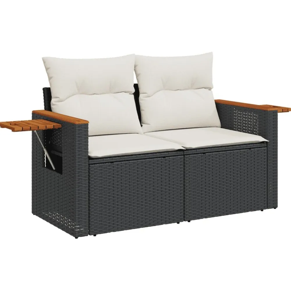vidaXL Muebles De Jardín-Set de muebles de jardín 5 pzas y cojines ratán sintético negro