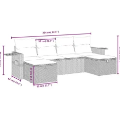 vidaXL Set de muebles de jardín 6 pzas y cojines ratán sintético Gris Discount