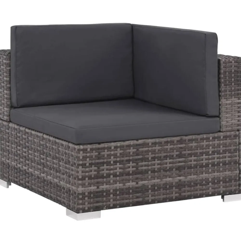 vidaXL Set de muebles de jardín 6 pzas y cojines ratán sintético Gris Outlet