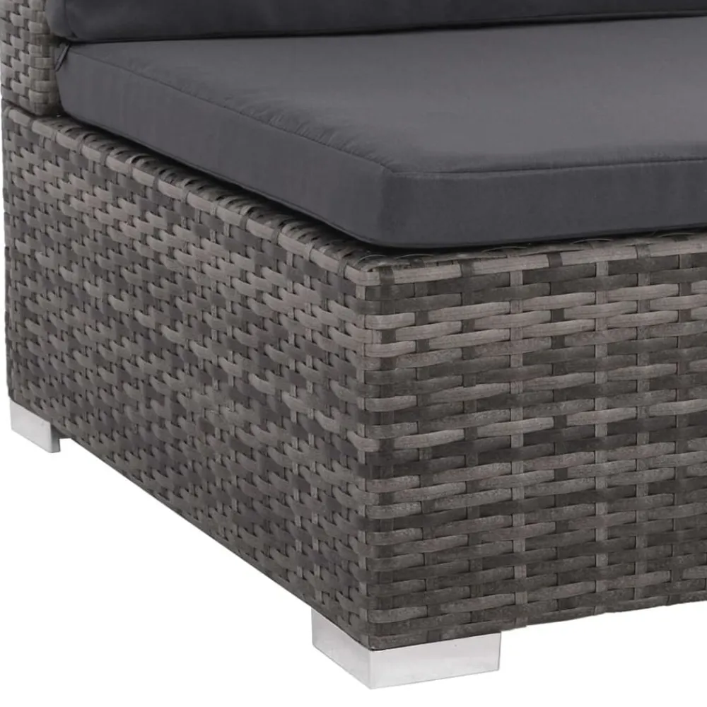 vidaXL Set de muebles de jardín 6 pzas y cojines ratán sintético Gris Outlet