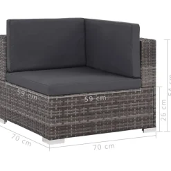 vidaXL Set de muebles de jardín 6 pzas y cojines ratán sintético Gris Outlet