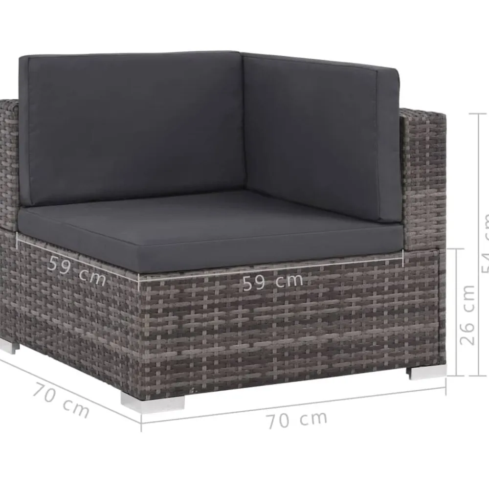 vidaXL Set de muebles de jardín 6 pzas y cojines ratán sintético Gris Outlet