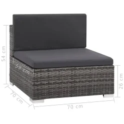 vidaXL Set de muebles de jardín 6 pzas y cojines ratán sintético Gris Outlet