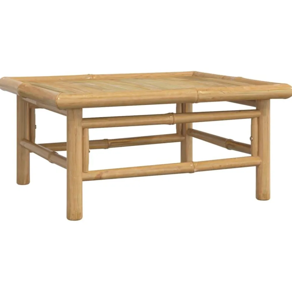 vidaXL Set de muebles de jardín 4 piezas bambú y cojines gris claro Outlet